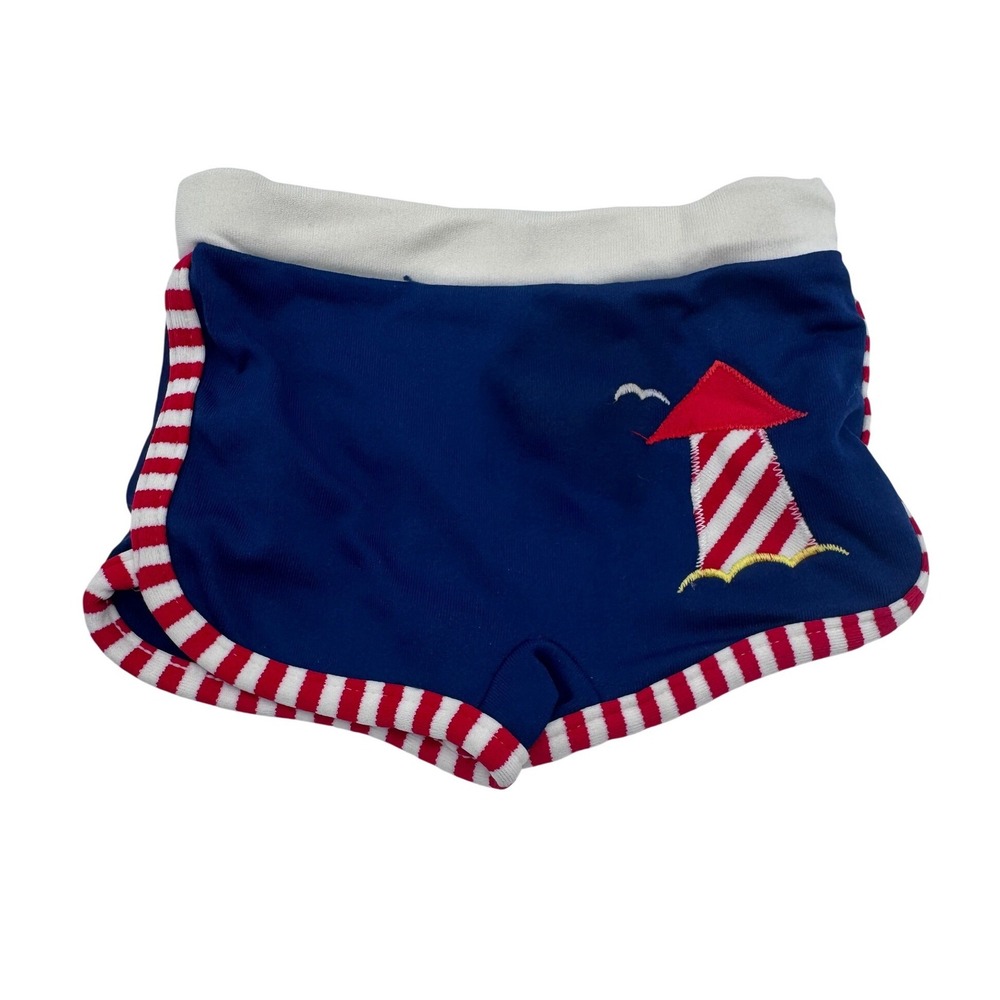Tiny Tots Originals 12M Blue Swim Trunks Kids Lighthouse Nautical Vintage‎